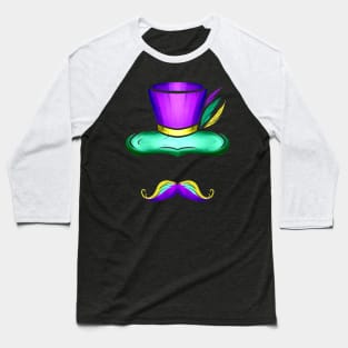 Hat And Mustache For Mardi Gras Baseball T-Shirt